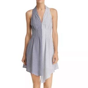 Aqua Blue and White Asymmetrical Dress